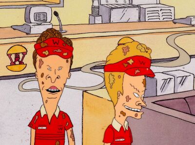 337. Beavis and Butthead Original Production Cel from "Burger World" on Printed Presentation Background ### BEAVIS AND BUTT-HEAD (TV SERIES, 1993-PRESENT)