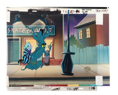 340. Beetlejuice and the Spooky Tree Original Production Cel from "Spooky Tree" on Studio Printed Photographic Background ### BEETLEJUICE (TV SERIES, 1989-1991)