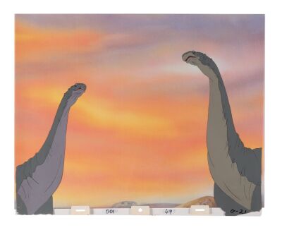 367. Pair of Brontosaurus Original Production Cels on Printed Presentation Background ### LAND BEFORE TIME, THE (1988)