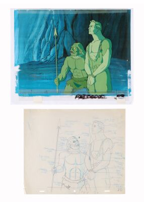 373. Flash Gordon and the Beastman Original Production Cel on Printed Presentation Background and Paired Drawing ### FLASH GORDON: THE GREATEST ADVENTURE OF ALL (1982)