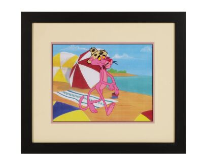 382. Pink Panther on the Beach Original Production Cel on Printed Presentation Background Framed ### PINK PANTHER SHOW, THE (TV SERIES, 1969-2011)
