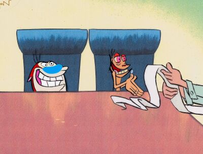 392. Ren and Stimpy Original Production Cel on Studio Printed Lithographic Background ### REN AND STIMPY (TV SERIES, 1991-1996)