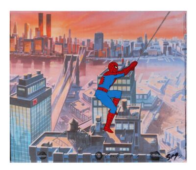 406. Spider-Man Original Production Cel on Printed Presentation Background ### SPIDER-MAN (TV SERIES, 1981-1982)