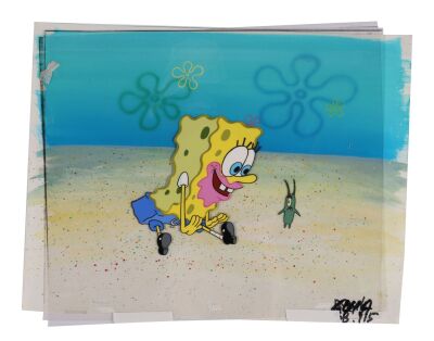 410. SpongeBob and plankton Original Production Cels from "Walking Small" on Hand-Painted Master Production Background ### SPONGEBOB SQUAREPANTS (TV SERIES, 1999 - PRESENT)