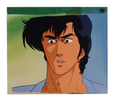 440. Ryo Saeba Original Production Cel on Hand Painted Production Background ### CITY HUNTER (TV SERIES, 1987-1991)