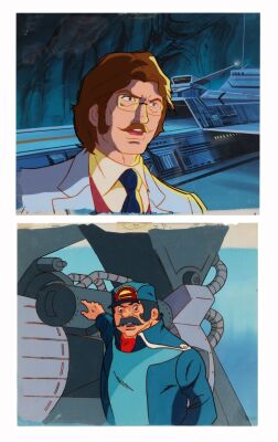 463. Saburo Kamo and Dr. Kozaburo Nambu Original Production Cels on Original Production Backgrounds ### GATCHAMAN (TV SERIES, 1972-1980)