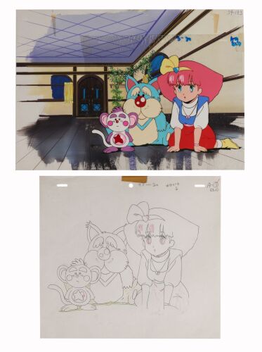 479. Momo, Sindbook and Mocha Original Production Cel with Matching Douga on Original Production Background ### MAGICAL PRINCESS MINKY MOMO (TV SERIES, 1982-1983)