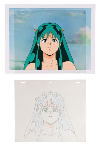 492. Lum Original Production Cel with Matching Douga on Fine Art Gicl&eacute;e Background ### URUSEI YATSURA (TV SERIES, 1981-1986)