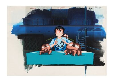 498. Mend? and Octopi Original Production Cel from "Don't Die! Ry?ko's Special Straw Doll!!" on Hand-Painted Key Master Production Background ### URUSEI YATSURA (TV SERIES, 1981-1986)