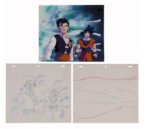 Lot # 517. Goku and Gohan Original Production Cel with Matching Douga Drawings on Hand-Painted Production Background ### DRAGON BALL Z: WRATH OF THE DRAGON (1995)