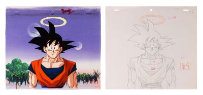 518. Goku Original Production Cel on Hand-Painted Key Master Background with Matching Douga Drawing from "Unlikely Friendship" ### DRAGON BALL Z (TV SERIES, 1989-1996)