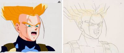 521. Super Saiyan Future Trunks Original Production Cel and Matching Douga Drawing from "Free the Future" ### DRAGON BALL Z (TV SERIES, 1989-1996)