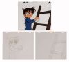 584. Conan Edogawa Original Production Cel with Two Matching Douga Drawings from ''The Famous Potter Murder Case Part 2'' ### DETECTIVE CONAN (TV SERIES, 1996-PPRESENT)