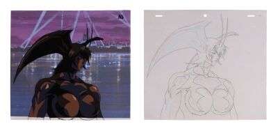 586. Devil Lady Jun Fudo Original Production Cel on Printed Presentation Background with Matching Douga Drawing ### DEVILMAN LADY (TV SERIES, 1998-1999)