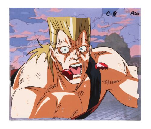 612. Jean Pierre Polnareff Original Production Cel on Printed Presentation Background from "Iggy 'The Fool' and N'Doul 'The GEB' (Part II)" ### JOJO'S BIZARRE ADVENTURE (TV MINI SERIES, 1993-2002)
