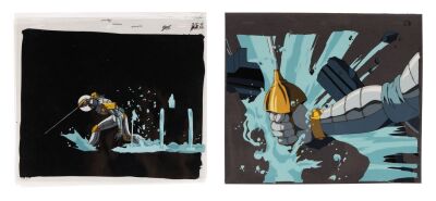 617. Pair of Silver Chariot Original Production Cels on Presentation Background ### JOJO'S BIZARRE ADVENTURE (TV MINI SERIES, 1993-2002)