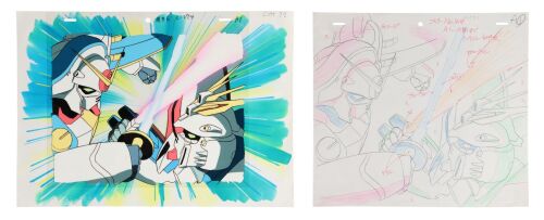 623. God Gundam and Gundam Rose Original Production Cel on Hand-Painted Key Master Background with Matching Douga Drawing from "A Knights' Pride! Gundam Rose Stolen" ### MOBILE FIGHTER G GUNDAM (TV SERIES, 1994-1995)