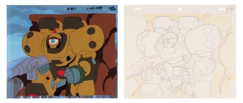 625. Death Army Mobile Suit Original Production Cel on Printed Presentation Background with Matching Douga Drawing ### MOBILE FIGHTER G GUNDAM (TV SERIES, 1994-1995)