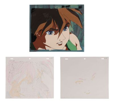 629. Heero Original Production Cel on Printed Presentation Background with Two Matching Douga Drawings ### MOBILE SUIT GUNDAM WING (TV SERIES, 1995-1996)