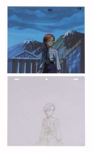 635B. Mariemaia Khushrenada Original Production Cel on Printed Presentation Background with Matching Douga Drawing ### NEW MOBILE REPORT GUNDAM WING: ENDLESS WALTZ (OVA, 1997)