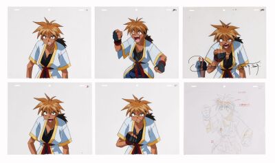 647. Set of Five Otaru Original Production Cels, Matching Douga Drawings, Copy Layout Drawing Signed by Tsukasa Kotobuki ### SABER MARIONETTE J (TV SERIES, 1996-1997)