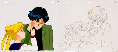 649. Usagi and Mamoru Original Production Cel with Matching Douga Drawing from "The Cursed Mirror: Mamoru Caught in a Nightmare" ### SAILOR MOON (TV SERIES, 1992-1997)