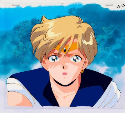 651. Sailor Uranus Original Production Cel with Matching Douga Drawing from "The Death of Uranus and Neptune: The Talisman Appears" on Original Production Background ### SAILOR MOON (TV SERIES, 1992-1997)