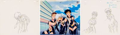 657. Sailor Starlights Original Production Cel on Original Production Background with Matching Douga Drawings from "Countdown to Destruction: The Sailor Guardians' Last Battle" ### SAILOR MOON (TV SERIES, 1992-1997)