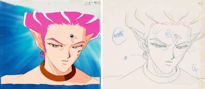 665. Hawk's Eye Original Production Cel on Original Production Background with Matching Douga Drawing from "Mirrors of Dreams: The Amazon's Last Stage" ### SAILOR MOON (TV SERIES, 1992-1997)