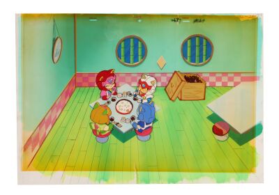 670. Polly, Speedy, Guido and Francine Oversized Original Production Cel on Hand-Painted Key Master Production Background ### SAMURAI PIZZA CATS (TV SERIES, 1990-1991)