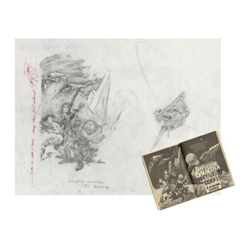 41. Hand-Drawn Frank Frazetta Promotional "Attack" Prelim with Copy of John Dykstra-Signed Letter and September 1978 TV Guide ### BATTLESTAR GALACTICA (T.V. SERIES, 1978 - 1979)