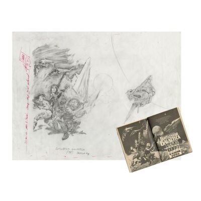 41. Hand-Drawn Frank Frazetta Promotional "Attack" Prelim with Copy of John Dykstra-Signed Letter and September 1978 TV Guide ### BATTLESTAR GALACTICA (T.V. SERIES, 1978 - 1979)