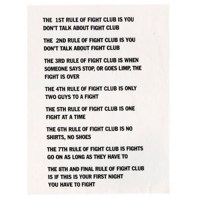 108. Fight Club Rules Sheet ### FIGHT CLUB (1999)