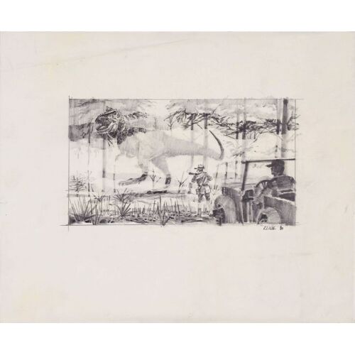 192. Hand-Drawn Martin A. Kline Tyrannosaurus Rex Concept Sketch ### JURASSIC PARK (1993)