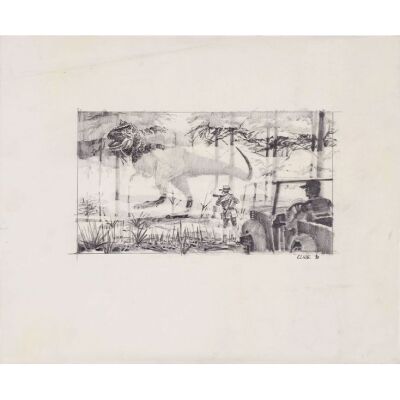 192. Hand-Drawn Martin A. Kline Tyrannosaurus Rex Concept Sketch ### JURASSIC PARK (1993)