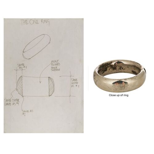 210. Framed Hand-Drawn Dan Hennah Concept Artwork with Jens Hansen One Ring Prototype ### LORD OF THE RINGS TRILOGY (2001-2003)