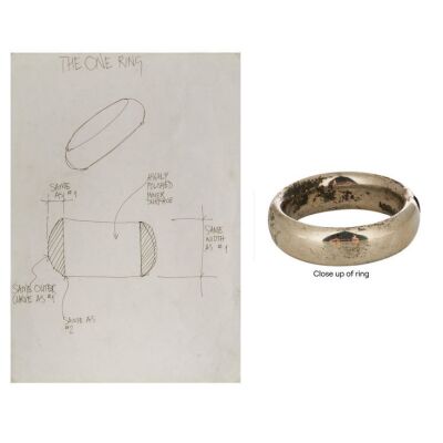 210. Framed Hand-Drawn Dan Hennah Concept Artwork with Jens Hansen One Ring Prototype ### LORD OF THE RINGS TRILOGY (2001-2003)