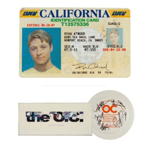 264. Ryan Atwood's (Ben McKenzie) Newport Beach Driver's License with Cast-Autographed Season 1 Frisbee Wrap Gift and Parking Placard ### THE O.C. (T.V. SERIES, 2003 - 2007)