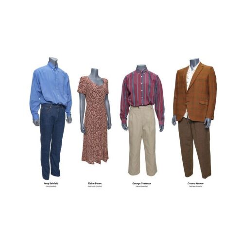 318. Set of Jerry Seinfeld (Jerry Seinfeld), George Costanza (Jason Alexander), Elaine Benes (Julia Louis-Dreyfus), and Cosmo Kramer's (Michael Richards) Costumes ### SEINFELD (T.V. SERIES, 1989 - 1998)