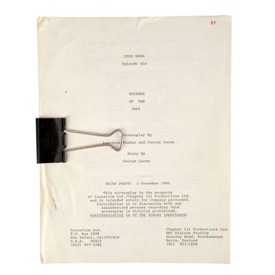 364. Howard Kazanjian Collection: Third Draft "Revenge of the Jedi" Script ### STAR WARS: RETURN OF THE JEDI (1983)