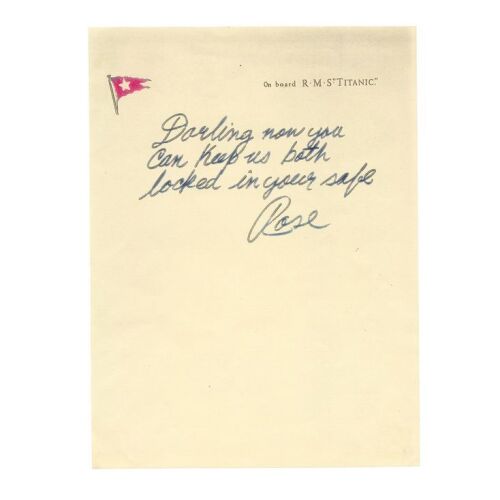 406. Rose DeWitt Bukater's (Kate Winslet) Printed Farewell Note ### TITANIC (1997)