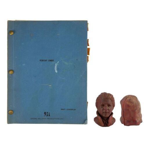 663. Dick Smith Collection: Enrico Salvatore "Ratso" Rizzo's (Dustin Hoffman) Wax Miniature Portrait Bust and Mold with Smith's Bound Hand-Marked Draft Screenplay ### MIDNIGHT COWBOY (1969)