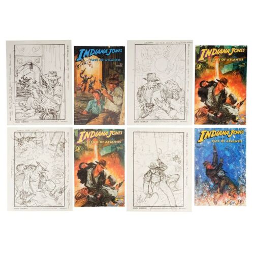 882. Set of Five Hand-Drawn Annotated Dave Dorman Indiana Jones and the Fate of Atlantis Series Cover Prelims with Five Dorman-Autographed Comic Books ### INDIANA JONES - ALL ITEMS