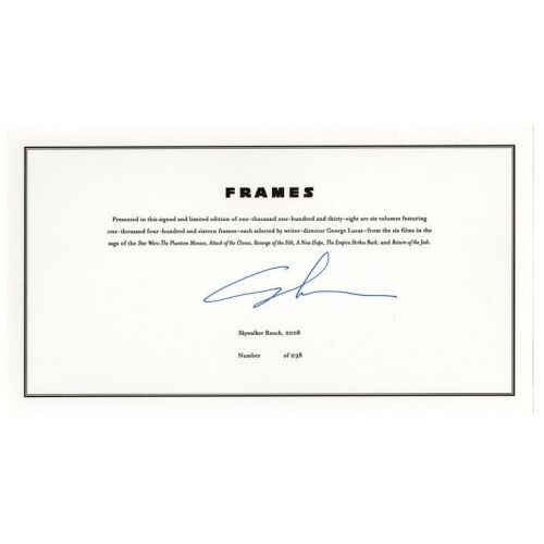 2211. George Lucas-Autographed Unnumbered "Frames" Card ### STAR WARS - ALL ITEMS