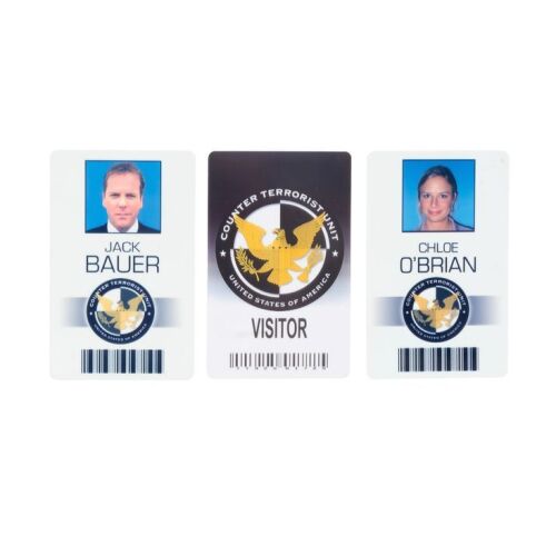 436. Jack Bauer (Kiefer Sutherland) and Chloe O'Brian's (Mary Lynn Rajskub) CTU IDs with Visitor Pass ### 24 (T.V. SERIES, 2001 - 2010)