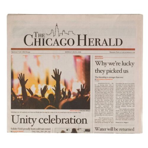 568. Detective William Mulligan's (John Goodman) Set of Three Hand-Circled Chicago Herald and Legislators' "Unity Celebration" Newspapers with Classified Ad Input Form ### CAPTIVE STATE (2019)