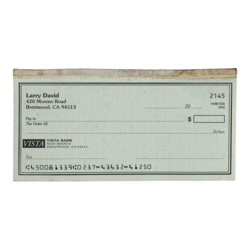 602. Larry David's (Larry David) Season 1 Checkbook ### CURB YOUR ENTHUSIASM (T.V. SERIES, 2000 - 2024)