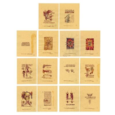 643. Tom Sullivan Collection: Set of 14 Hand-Drawn Tom Sullivan Necronomicon Inner Page Artworks for DVD Release ### THE EVIL DEAD (1981)