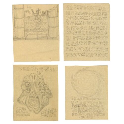 648. Tom Sullivan Collection: Set of Four Hand-Illustrated Tom Sullivan Lost Necronomicon Ex-Mortis Pages Master Artworks ### EVIL DEAD II (1987)