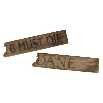 751. Pair of Screen-Matched "Dane" and "6 MUST DIE" Cursed Driftwood Planks ### THE FOG (1980)